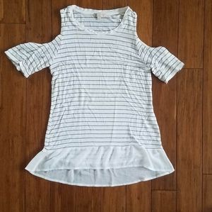 Striped cut out shoulder top
